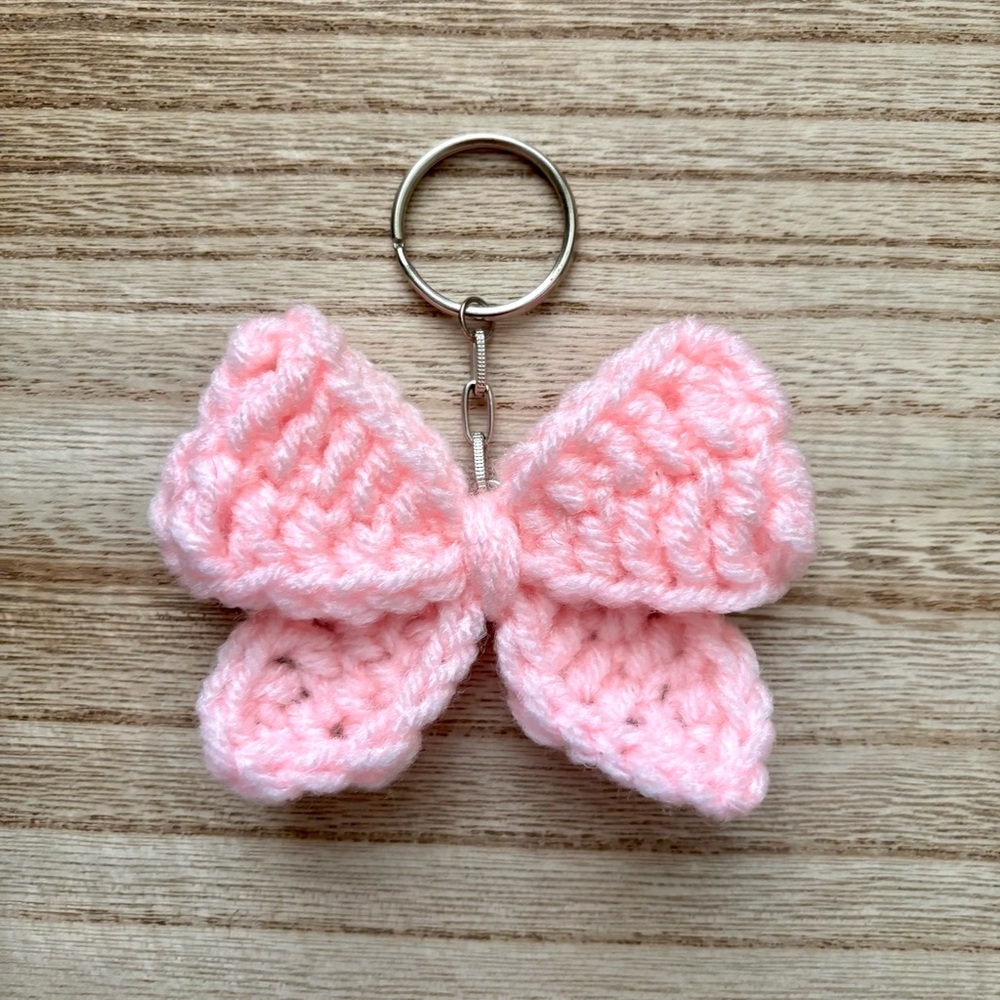Crochet Pink Bow Valentine’s Day Keychain